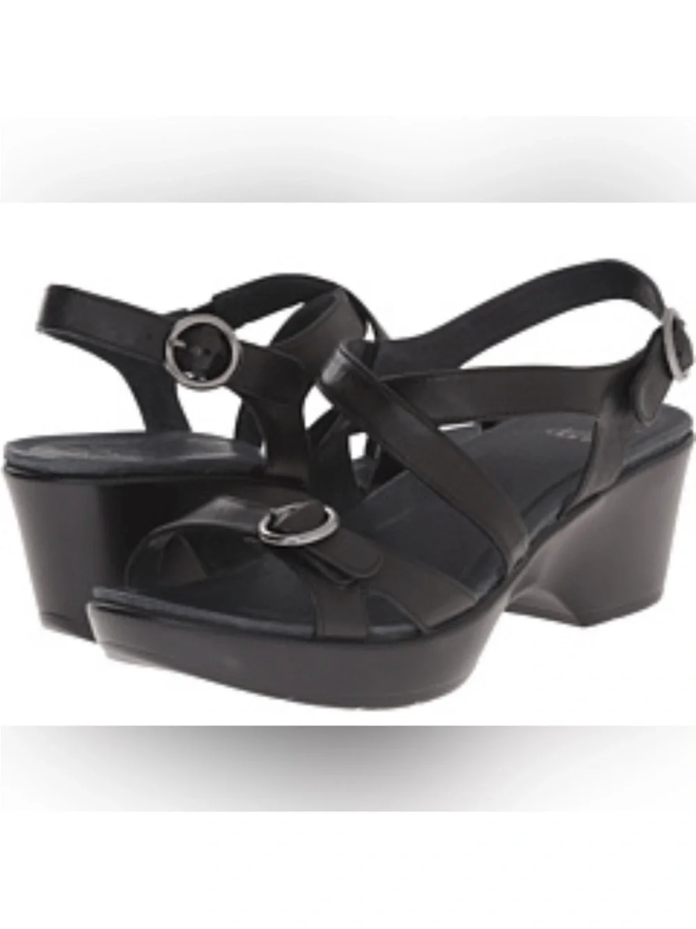 Dansko Women's Julie Black Full Grain Leather Slingback Sandals Size 7.5